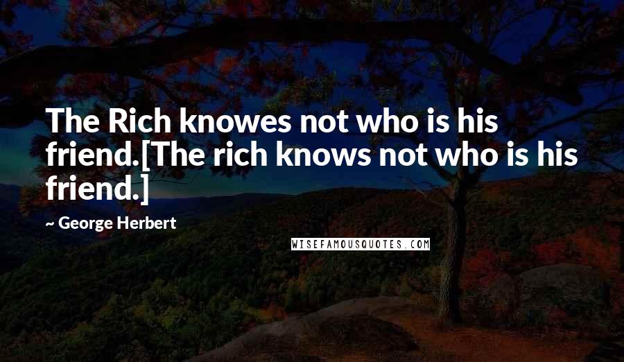 George Herbert Quotes: The Rich knowes not who is his friend.[The rich knows not who is his friend.]