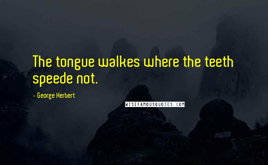 George Herbert Quotes: The tongue walkes where the teeth speede not.