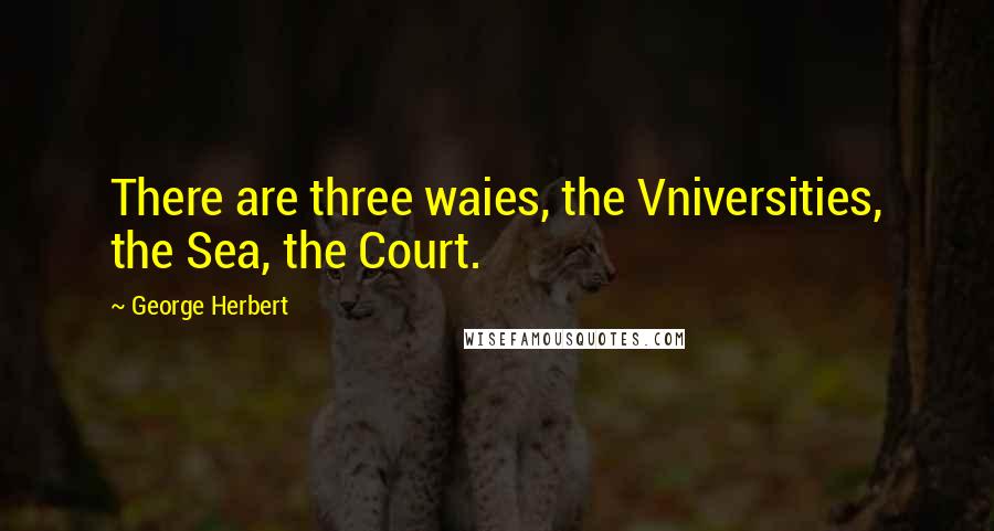 George Herbert Quotes: There are three waies, the Vniversities, the Sea, the Court.