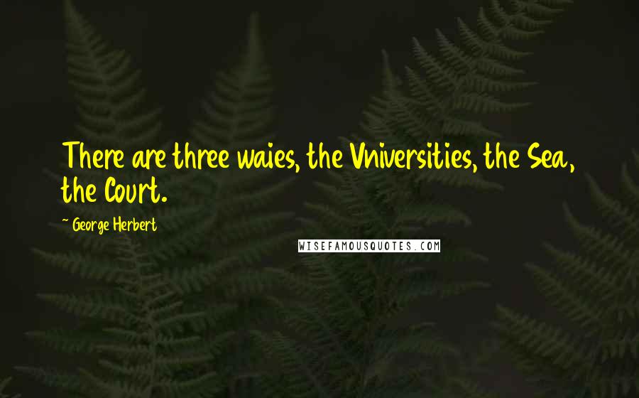 George Herbert Quotes: There are three waies, the Vniversities, the Sea, the Court.