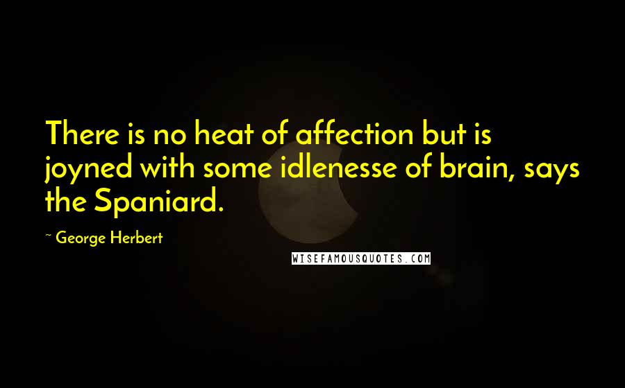 George Herbert Quotes: There is no heat of affection but is joyned with some idlenesse of brain, says the Spaniard.