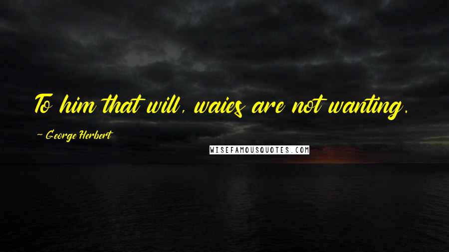 George Herbert Quotes: To him that will, waies are not wanting.