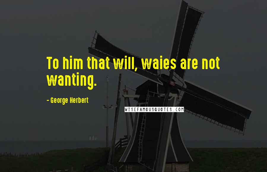 George Herbert Quotes: To him that will, waies are not wanting.