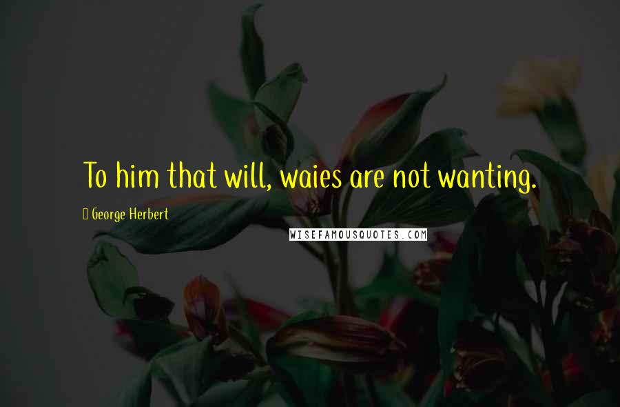 George Herbert Quotes: To him that will, waies are not wanting.