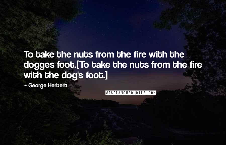 George Herbert Quotes: To take the nuts from the fire with the dogges foot.[To take the nuts from the fire with the dog's foot.]