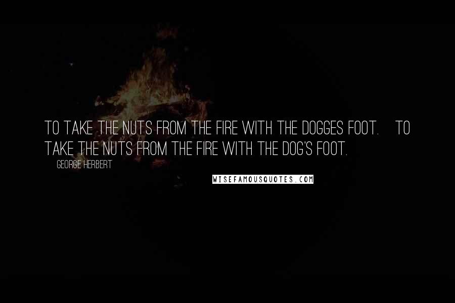 George Herbert Quotes: To take the nuts from the fire with the dogges foot.[To take the nuts from the fire with the dog's foot.]