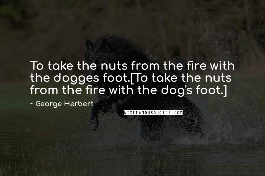 George Herbert Quotes: To take the nuts from the fire with the dogges foot.[To take the nuts from the fire with the dog's foot.]