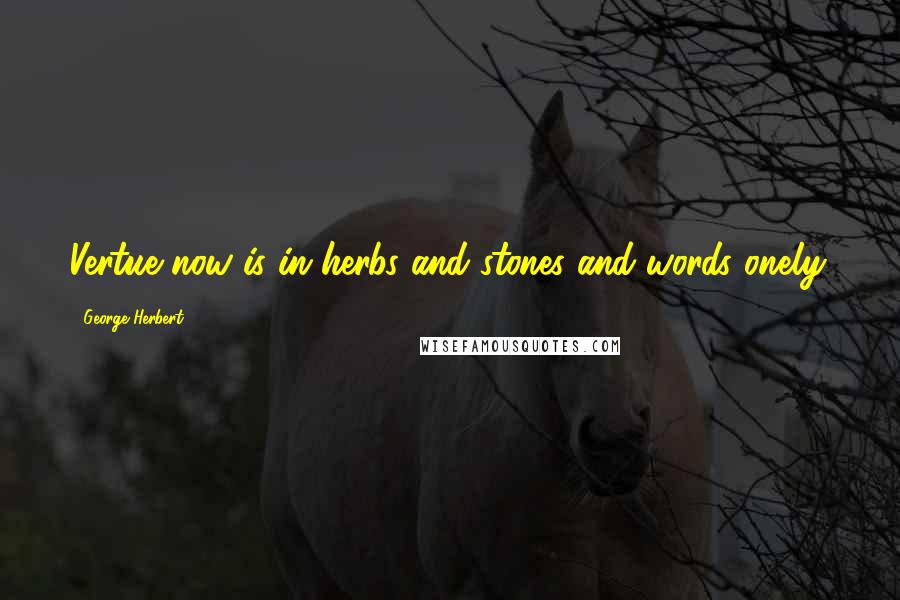 George Herbert Quotes: Vertue now is in herbs and stones and words onely.