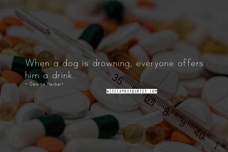 George Herbert Quotes: When a dog is drowning, everyone offers him a drink.