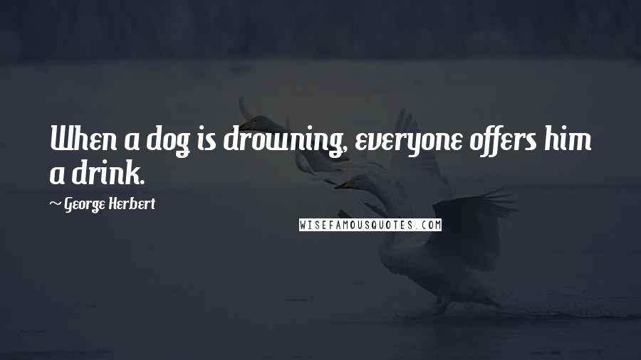 George Herbert Quotes: When a dog is drowning, everyone offers him a drink.