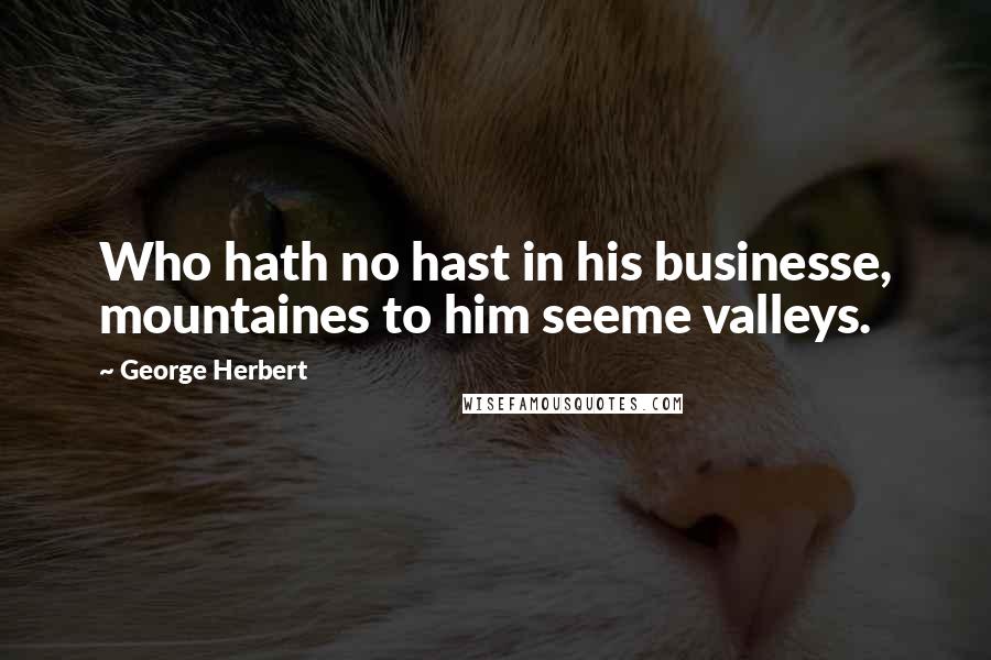 George Herbert Quotes: Who hath no hast in his businesse, mountaines to him seeme valleys.