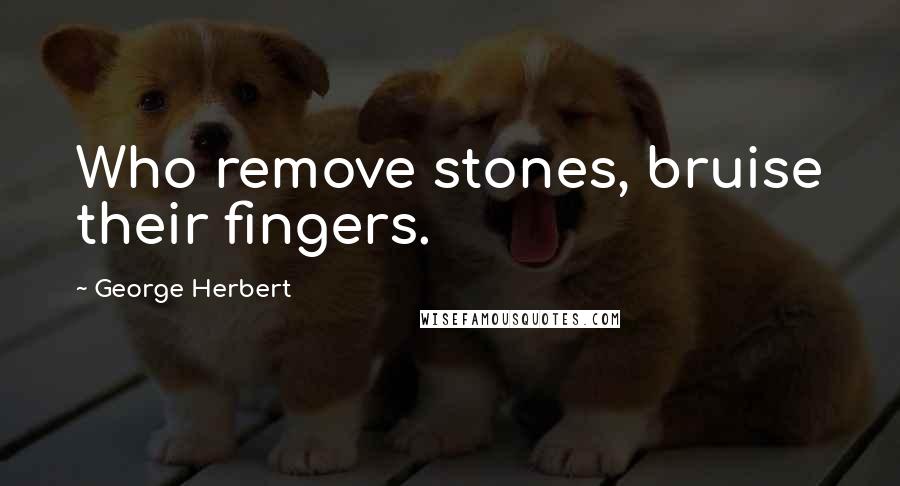 George Herbert Quotes: Who remove stones, bruise their fingers.