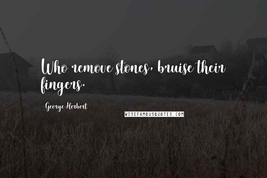 George Herbert Quotes: Who remove stones, bruise their fingers.