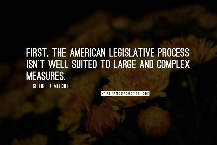 George J. Mitchell Quotes: First, the American legislative process isn't well suited to large and complex measures.