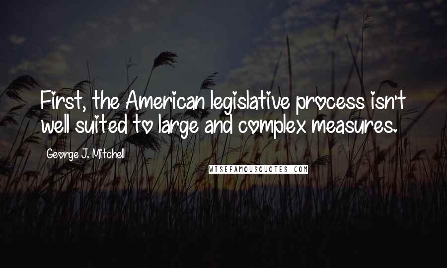 George J. Mitchell Quotes: First, the American legislative process isn't well suited to large and complex measures.