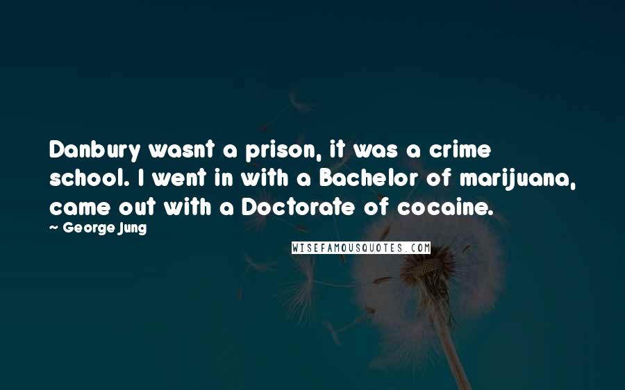 George Jung Quotes: Danbury wasnt a prison, it was a crime school. I went in with a Bachelor of marijuana, came out with a Doctorate of cocaine.