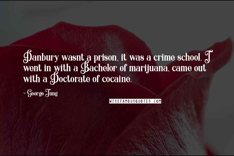 George Jung Quotes: Danbury wasnt a prison, it was a crime school. I went in with a Bachelor of marijuana, came out with a Doctorate of cocaine.