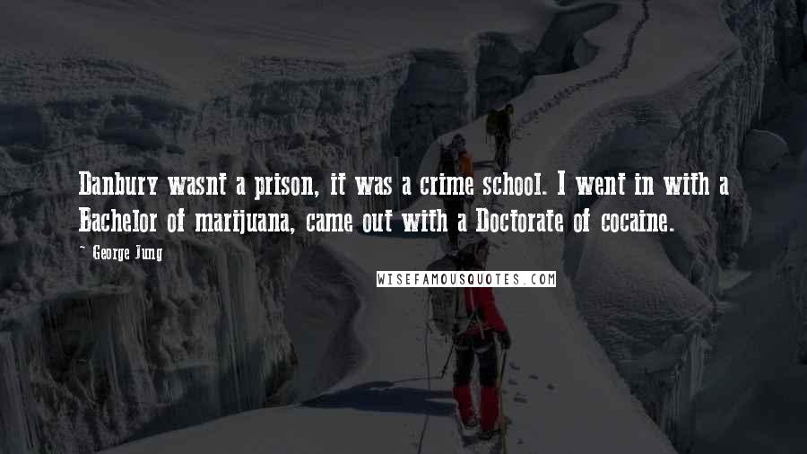 George Jung Quotes: Danbury wasnt a prison, it was a crime school. I went in with a Bachelor of marijuana, came out with a Doctorate of cocaine.