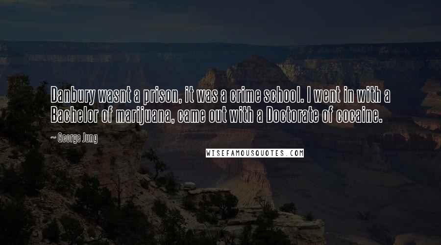 George Jung Quotes: Danbury wasnt a prison, it was a crime school. I went in with a Bachelor of marijuana, came out with a Doctorate of cocaine.