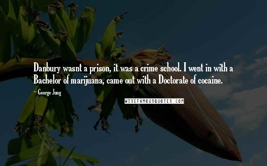 George Jung Quotes: Danbury wasnt a prison, it was a crime school. I went in with a Bachelor of marijuana, came out with a Doctorate of cocaine.