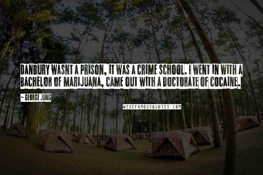 George Jung Quotes: Danbury wasnt a prison, it was a crime school. I went in with a Bachelor of marijuana, came out with a Doctorate of cocaine.