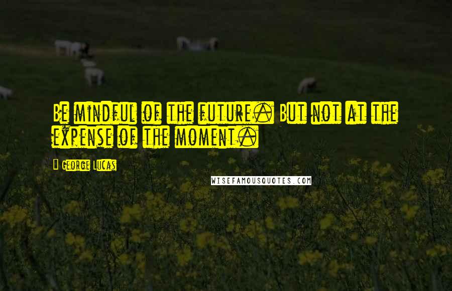 George Lucas Quotes: Be mindful of the future. But not at the expense of the moment.