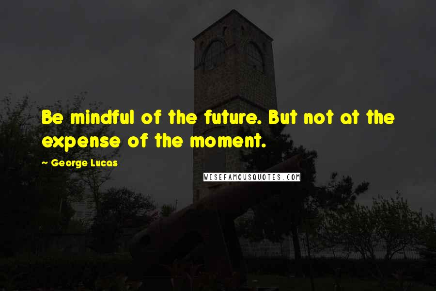 George Lucas Quotes: Be mindful of the future. But not at the expense of the moment.