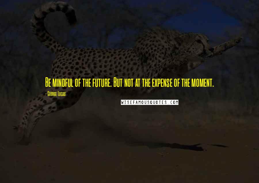 George Lucas Quotes: Be mindful of the future. But not at the expense of the moment.