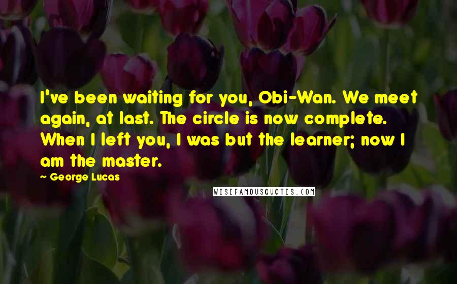 George Lucas Quotes: I've been waiting for you, Obi-Wan. We meet again, at last. The circle is now complete. When I left you, I was but the learner; now I am the master.