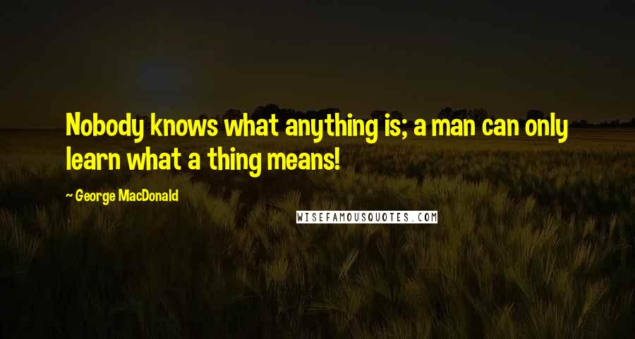 George MacDonald Quotes: Nobody knows what anything is; a man can only learn what a thing means!