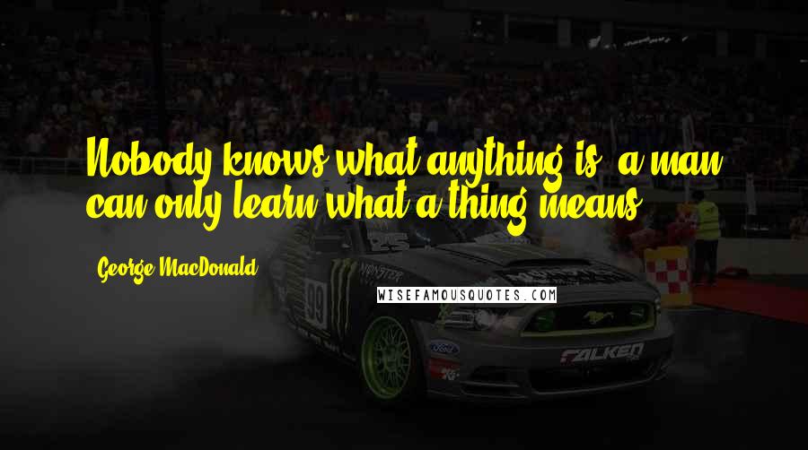 George MacDonald Quotes: Nobody knows what anything is; a man can only learn what a thing means!