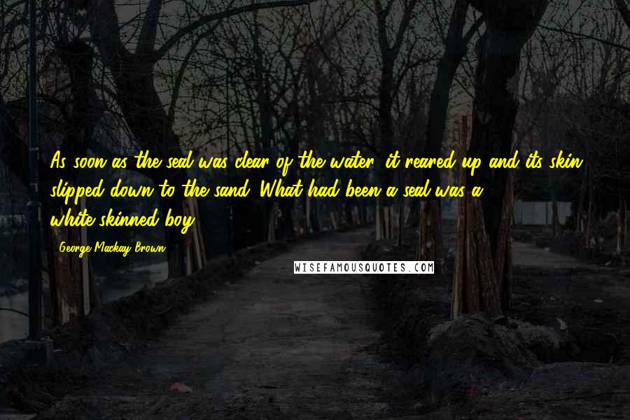 George Mackay Brown Quotes: As soon as the seal was clear of the water, it reared up and its skin slipped down to the sand. What had been a seal was a white-skinned boy