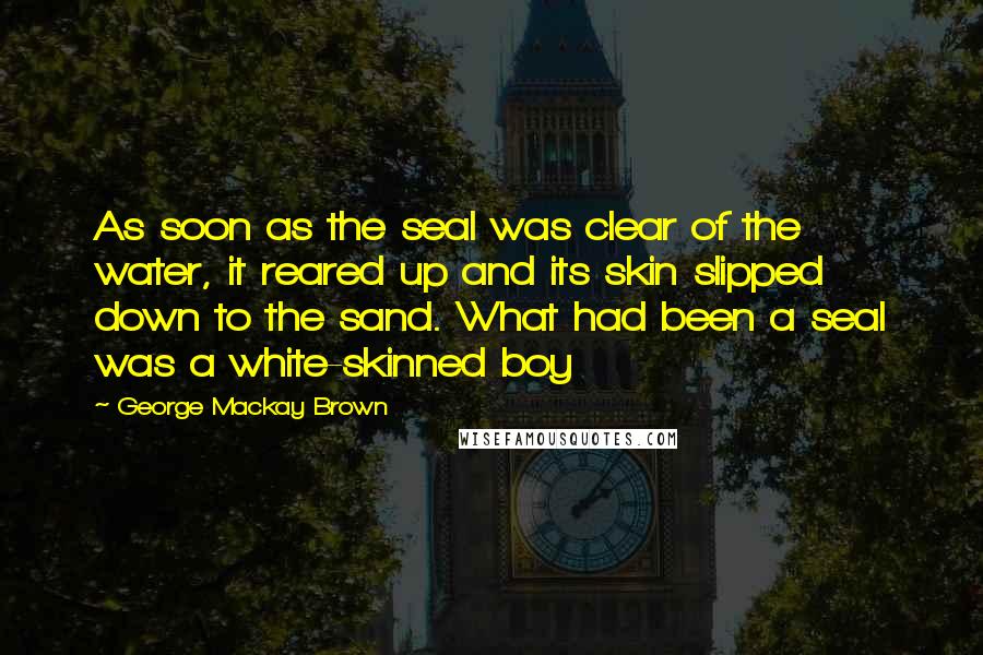 George Mackay Brown Quotes: As soon as the seal was clear of the water, it reared up and its skin slipped down to the sand. What had been a seal was a white-skinned boy