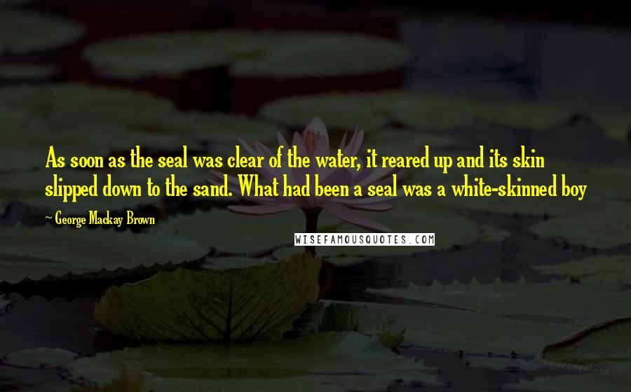 George Mackay Brown Quotes: As soon as the seal was clear of the water, it reared up and its skin slipped down to the sand. What had been a seal was a white-skinned boy