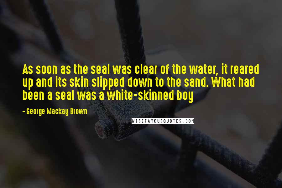 George Mackay Brown Quotes: As soon as the seal was clear of the water, it reared up and its skin slipped down to the sand. What had been a seal was a white-skinned boy