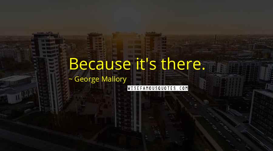 George Mallory Quotes: Because it's there.