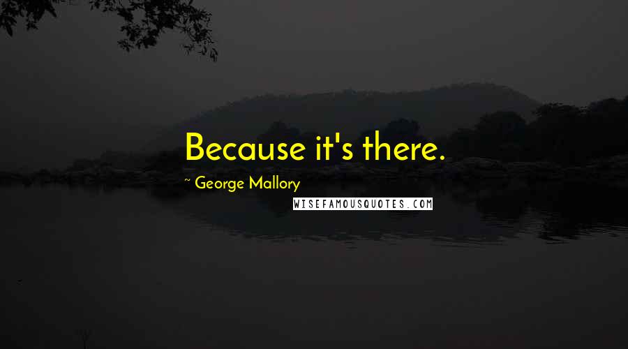George Mallory Quotes: Because it's there.