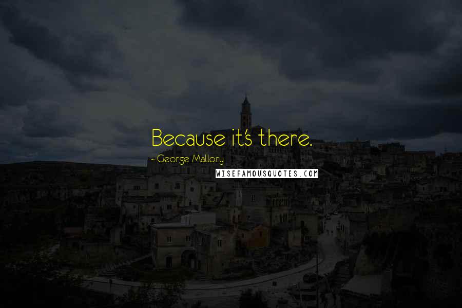 George Mallory Quotes: Because it's there.