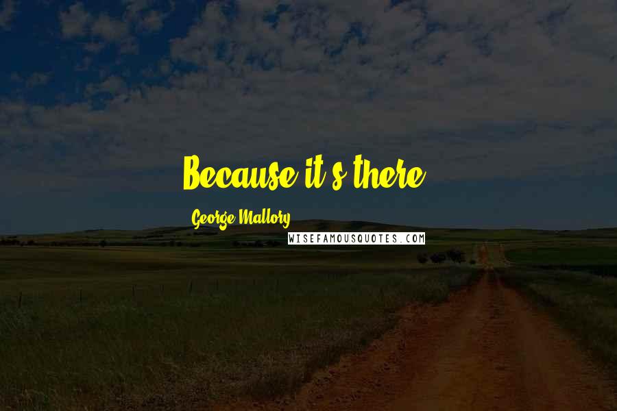 George Mallory Quotes: Because it's there.