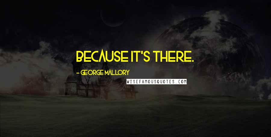 George Mallory Quotes: Because it's there.