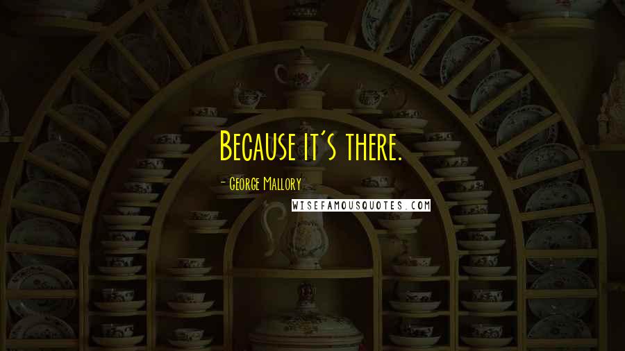 George Mallory Quotes: Because it's there.