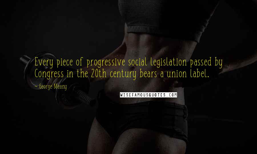 George Meany Quotes: Every piece of progressive social legislation passed by Congress in the 20th century bears a union label.