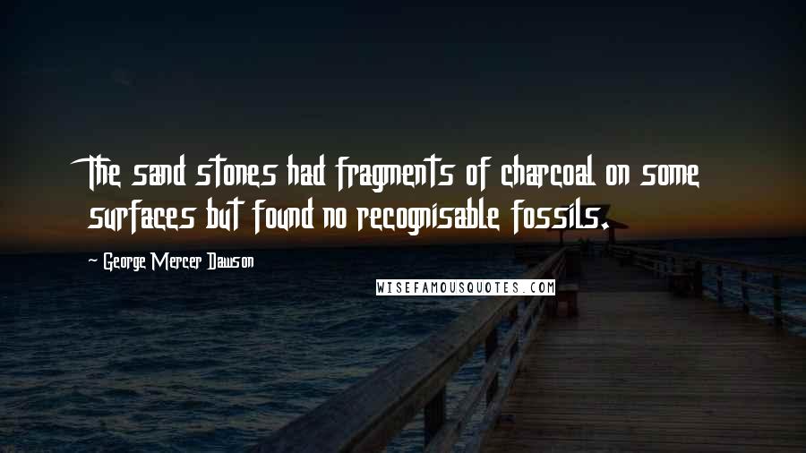 George Mercer Dawson Quotes: The sand stones had fragments of charcoal on some surfaces but found no recognisable fossils.