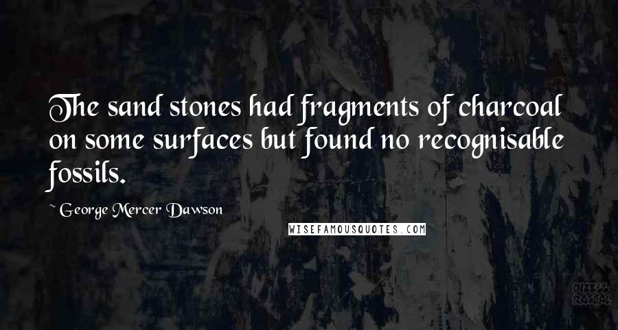 George Mercer Dawson Quotes: The sand stones had fragments of charcoal on some surfaces but found no recognisable fossils.