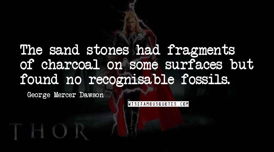 George Mercer Dawson Quotes: The sand stones had fragments of charcoal on some surfaces but found no recognisable fossils.