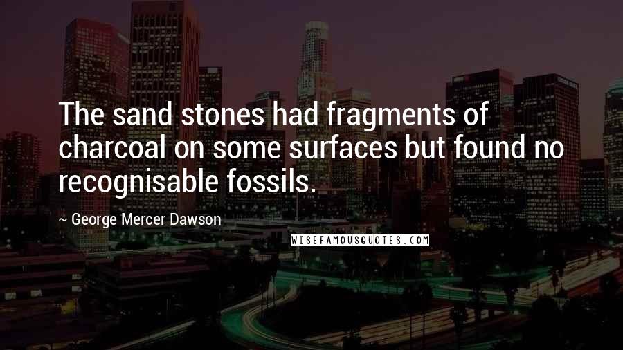 George Mercer Dawson Quotes: The sand stones had fragments of charcoal on some surfaces but found no recognisable fossils.