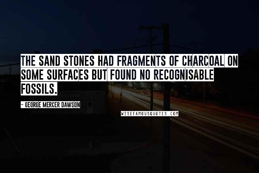 George Mercer Dawson Quotes: The sand stones had fragments of charcoal on some surfaces but found no recognisable fossils.