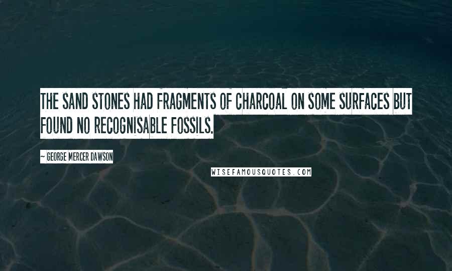 George Mercer Dawson Quotes: The sand stones had fragments of charcoal on some surfaces but found no recognisable fossils.