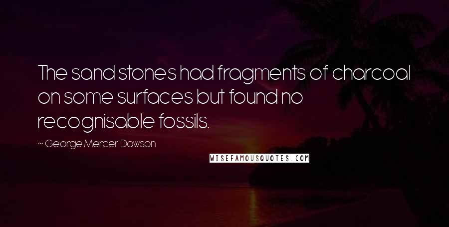 George Mercer Dawson Quotes: The sand stones had fragments of charcoal on some surfaces but found no recognisable fossils.