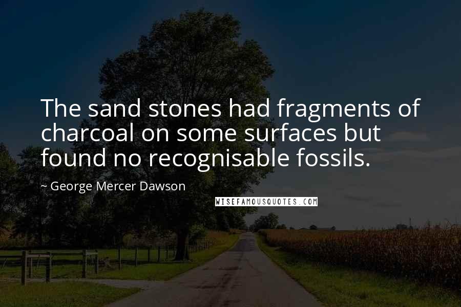 George Mercer Dawson Quotes: The sand stones had fragments of charcoal on some surfaces but found no recognisable fossils.